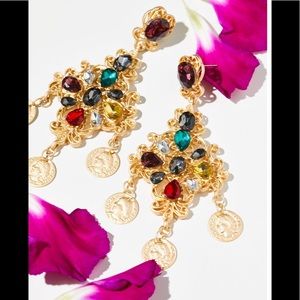 New Free People Baroque Gold Statement Earrings